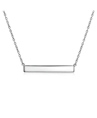 Bling Jewelry Thin Sideways Diagonal Flat Bar Pendant Necklace For Women .925 Sterling Silver