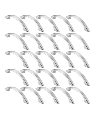 Cauldham 25 Pack Solid Kitchen Cabinet Arch Pulls Handles (3" Hole Centers) - Curved Drawer/Door Hardware - Style M243 - Satin Nickel