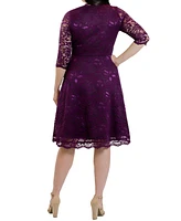 Kiyonna Women's Mademoiselle Lace Cocktail Dress with Sleeves