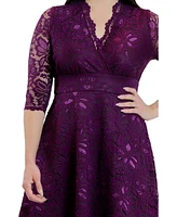 Kiyonna Women's Mademoiselle Lace Cocktail Dress with Sleeves