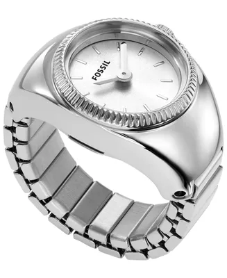 Fossil Women's Ring Watch Two-Hand Silver-Tone Stainless Steel Bracelet Watch, 15mm