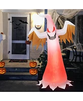 Costway 6ft Halloween Inflatable Ghost Quick Blow up Halloween Decor w/ Red Led Lights