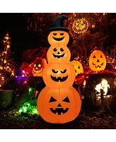 Costway 8FT Halloween Inflatable Stacked Pumpkins Blow-up Holiday Decoration w/ Led Lights