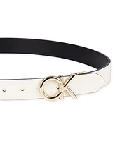 Calvin Klein Women's Reversible Puffed Ck Monogram Buckle Belt