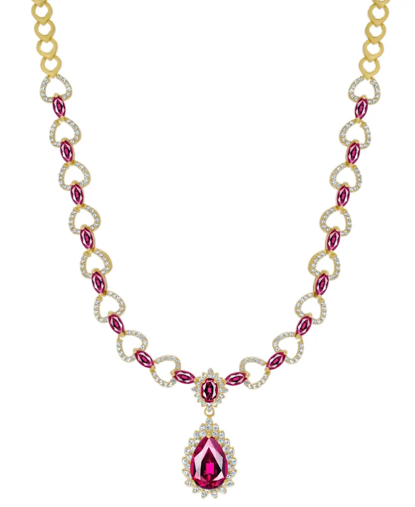 Lab-Grown Ruby (9-1/4 ct. t.w.) & Lab-Grown White Sapphire (2-1/10 ct. t.w.) Fancy 18" Pendant Necklace in 14k Gold-Plated Sterling Silver (Also in La
