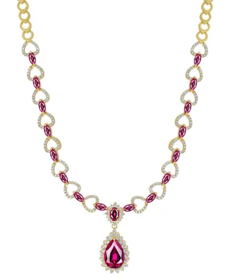 Lab-Grown Ruby (9-1/4 ct. t.w.) & Lab-Grown White Sapphire (2-1/10 ct. t.w.) Fancy 18" Pendant Necklace in 14k Gold-Plated Sterling Silver (Also in La