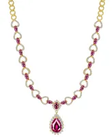 Lab-Grown Ruby (9-1/4 ct. t.w.) & Lab-Grown White Sapphire (2-1/10 ct. t.w.) Fancy 18" Pendant Necklace in 14k Gold-Plated Sterling Silver (Also in La