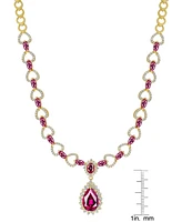 Lab-Grown Ruby (9-1/4 ct. t.w.) & Lab-Grown White Sapphire (2-1/10 ct. t.w.) Fancy 18" Pendant Necklace in 14k Gold-Plated Sterling Silver (Also in La