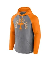 Men's Fanatics Tennessee Orange, Heather Gray Volunteers Wrap Up Raglan Pullover Hoodie