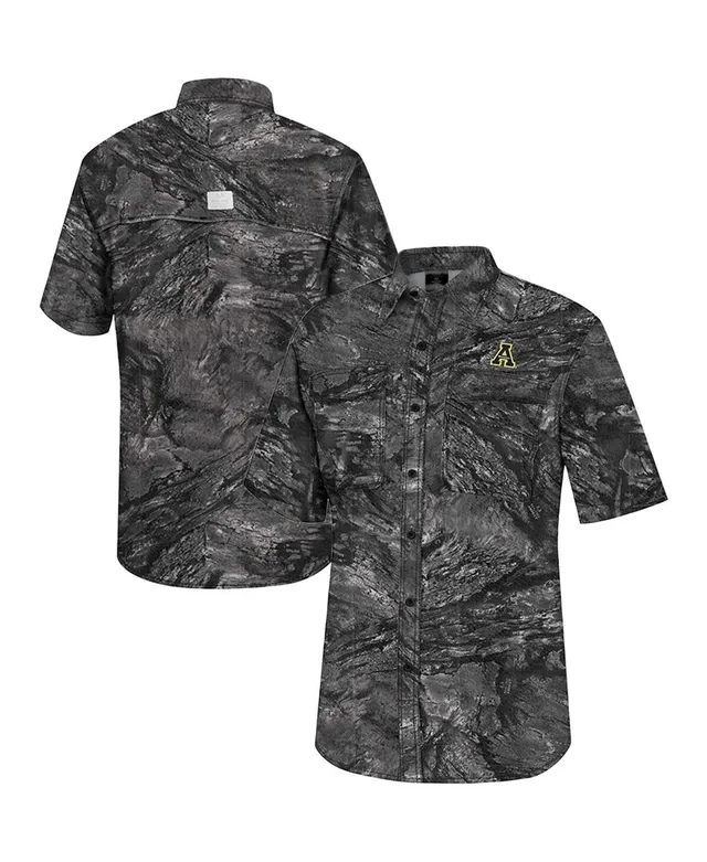 Men's Colosseum Charcoal Army Black Knights Realtree Aspect Charter  Full-Button Fishing Shirt