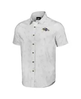 Men's Nfl x Darius Rucker Collection by Fanatics White Baltimore Ravens Woven Short Sleeve Button Up Shirt