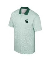 Men's Colosseum White Michigan State Spartans Print Stripe Polo Shirt