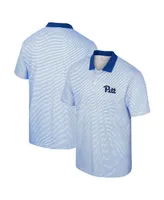 Men's Colosseum White, Royal Pitt Panthers Print Stripe Polo Shirt
