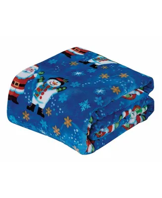 Kate Aurora Ultra Soft & Cozy Christmas Santa & Snowman Plush Throw Blanket - 50 in. W x 60 in. L