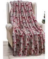 Kate Aurora Ultra Soft & Cozy Christmas Plaid Reindeer Plush Throw Blanket Cover - 50 in. W x 60 in. L