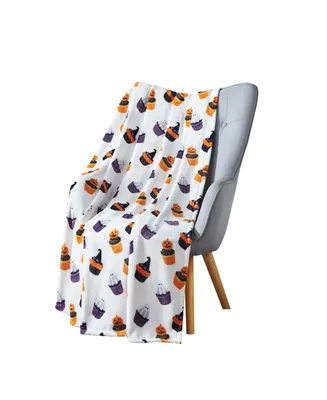 Kate Aurora Halloween Jack O Lanterns & Spooky Ghosts Cupcakes Oversized Accent Throw Blanket - 50 In. W X 70 In. L