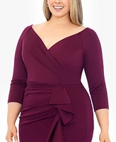 Xscape Plus Side-Ruffle Ruched Gown