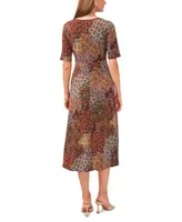 Msk Women's Printed Button-Front Midi Dress