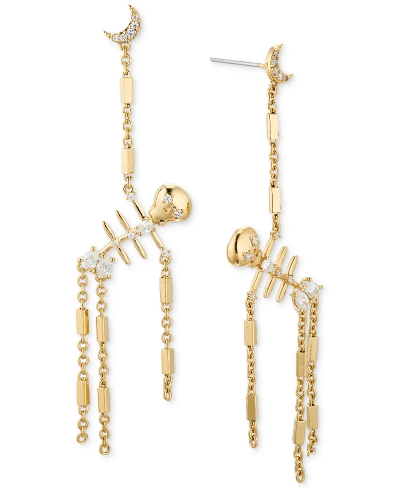 Ava Nadri Cubic Zirconia Dangling Skeleton Drop Earrings