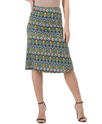 24seven Comfort Apparel Women's Elastic Waist Knee Length Skirt