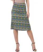 24seven Comfort Apparel Women's Elastic Waist Knee Length Skirt