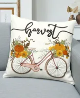 Millihome Harvest Bicycle on Herringbone Base Decorative Pillow, 20" x 20"