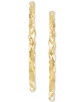 Diamond-Cut C-Hoop Earrings 14k Gold Vermeil over Sterling Silver 2-1/4" (Also Silver)