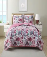 Vcny Home Ivory Coast Disperse Print Reversible 3 Piece Quilt Set