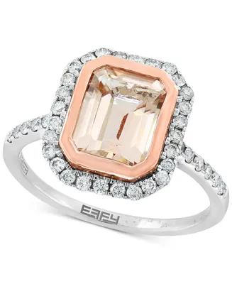 Effy Morganite (2-1/10 ct. t.w.) & Diamond (3/8 ct. t.w.) Ring in 14k Rose & White Gold