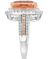 Effy Limited Edition Morganite (4-7/8 ct. t.w.) & Diamond (1 ct. t.w.) Ring in 14k White & Rose Gold