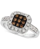 Le Vian Chocolate Diamond & Nude Diamond Halo Cluster Ring (1/2 ct. t.w.) in 14k White Gold