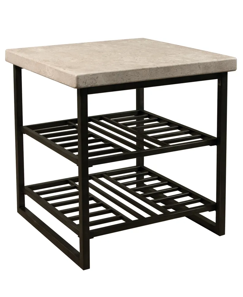 Capri 24" Stone and Metal Base Side Table