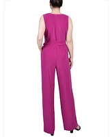 Ny Collection Petite Sleeveless Belted Jumpsuit