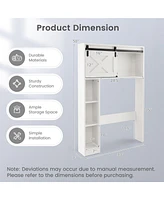Costway Over the Toilet Bathroom Storage Cabinet with Sliding Barn Door & Shelves