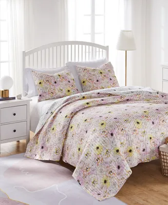 Greenland Home Fashions Misty Bloom Floral Reversible Piece Quilt Set