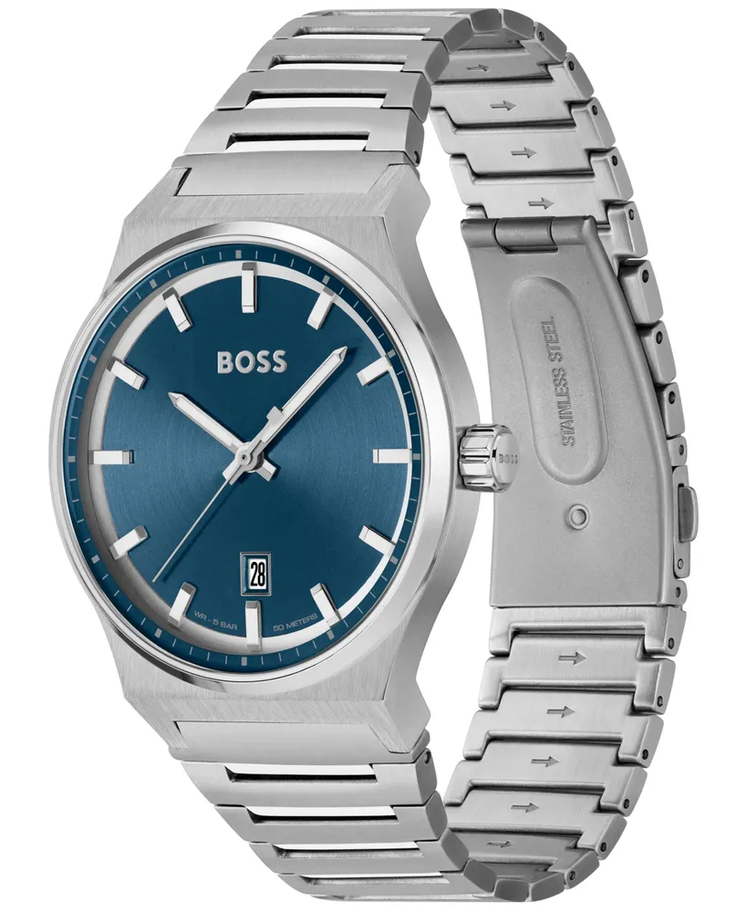 Hugo Boss Men's Candor Quartz Basic Calendar Stainless Steel Watch 41mm