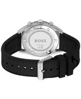 Hugo Boss Men's Top Quartz Fashion Chronograph Black Silicone Black Fabric Watch 44mm