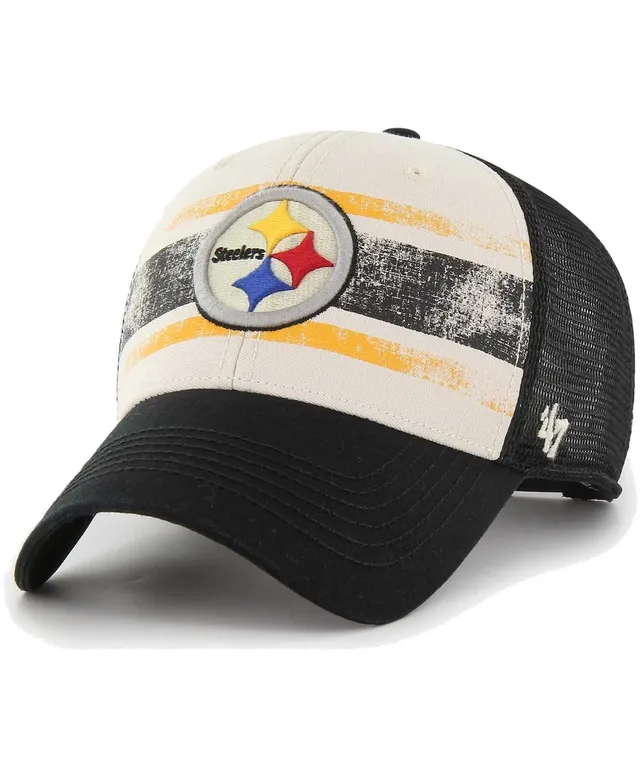 Men's '47 Black Pittsburgh Steelers Highpoint Trucker Clean Up Snapback Hat