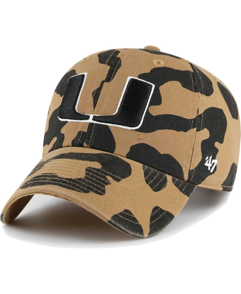 Women's '47 Brand Miami Hurricanes Rosette Leopard Clean Up Adjustable Hat