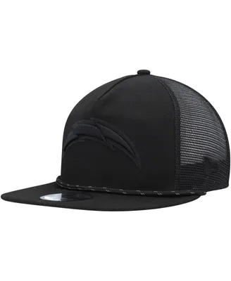 Men's New Era Black Los Angeles Chargers Illumination Golfer Snapback Trucker Hat