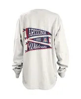 Women's Pressbox White Arizona Wildcats Pennant Stack Oversized Long Sleeve T-shirt