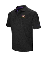 Men's Colosseum Black Lsu Tigers Down Swing Polo Shirt