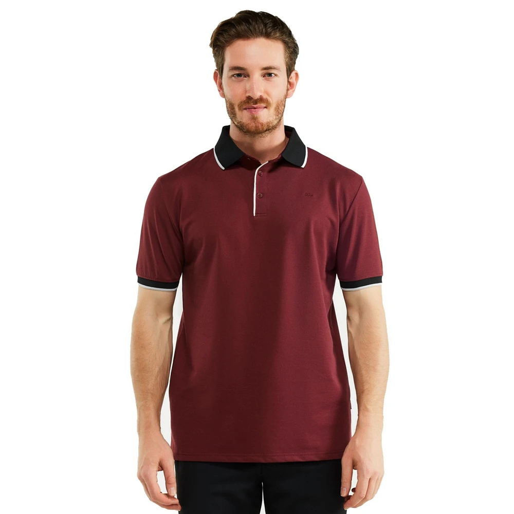 Men's Classic-Fit Cotton-Blend Pique Polo Shirt with Contrast Collar