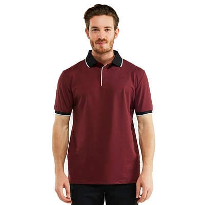 Men's Classic-Fit Cotton-Blend Pique Polo Shirt with Contrast Collar