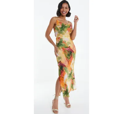 Quiz Women's Multi Color Marble Printed Midi Dress