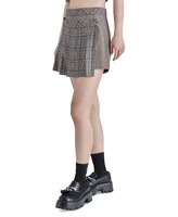 Steve Madden Women's Jeannie Mixed-Plaid Faux-Wrap Skirt