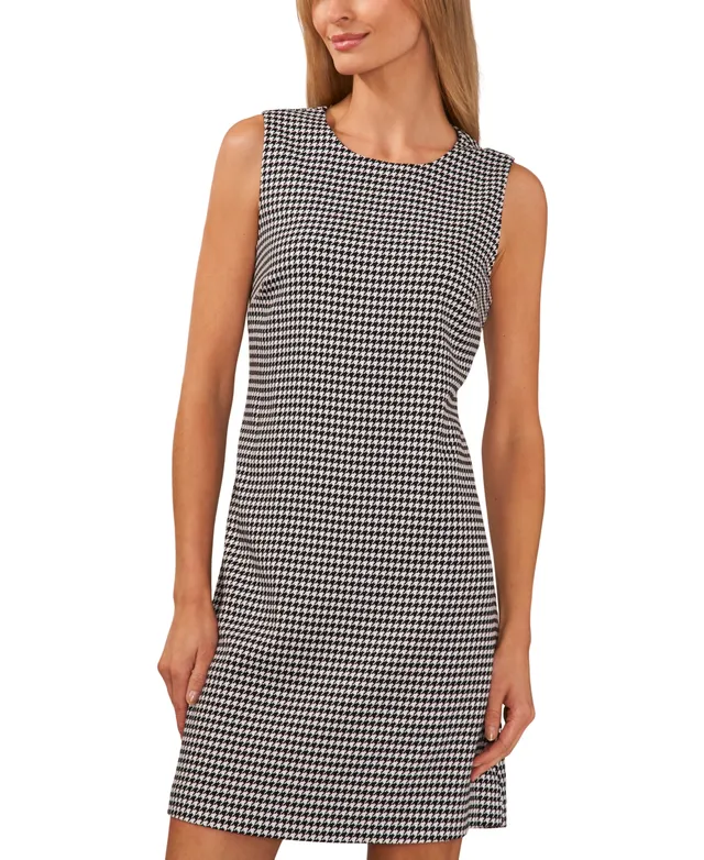 Express Bodycon High Compression Houndstooth Scoop Neck Cap Sleeve