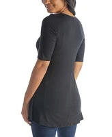 24seven Comfort Apparel Women's Elbow Sleeve Swing Tunic Top