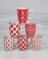 Certified International Peppermint Candy 16 oz Mugs Set of 6, Service for 6