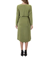 24seven Comfort Apparel Women's Long Sleeve Knee Length Dress